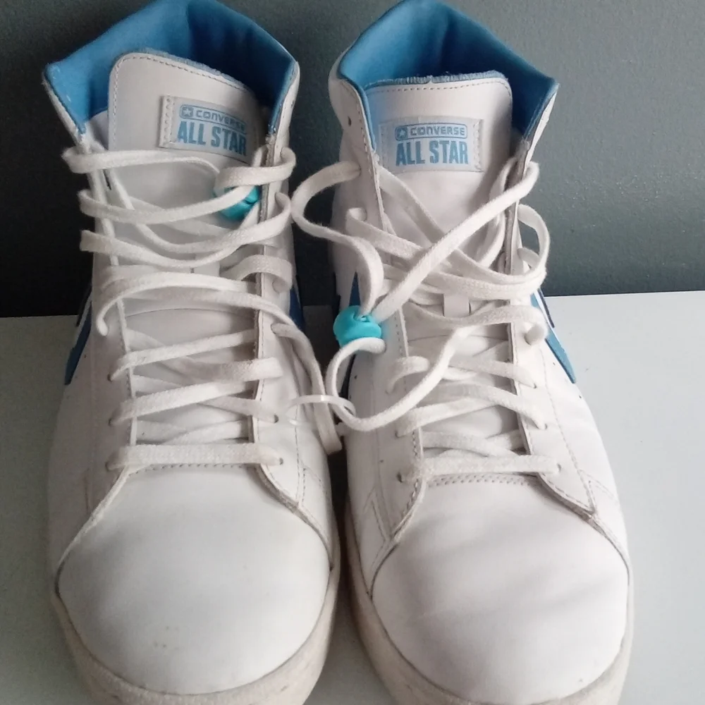 Converse Pro Leather Mid Top Sneakers White Blue Mens Athletic Shoes‎ - Picture 6 of 8